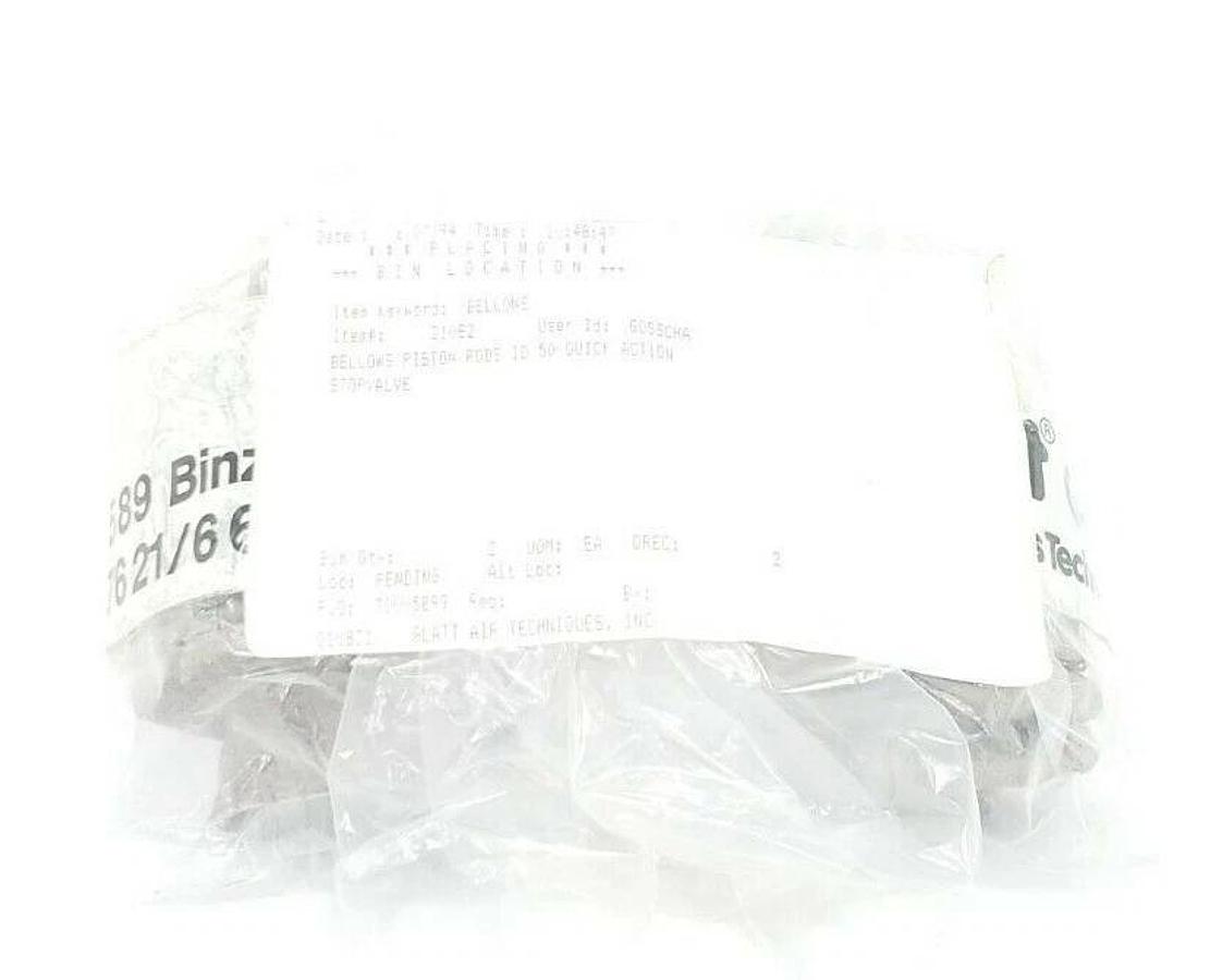 LOT OF 2 NEW GLATT AIR 21082 BELLOWS PISTON RODS ID 50 QUICK ACTION STOPVALVE