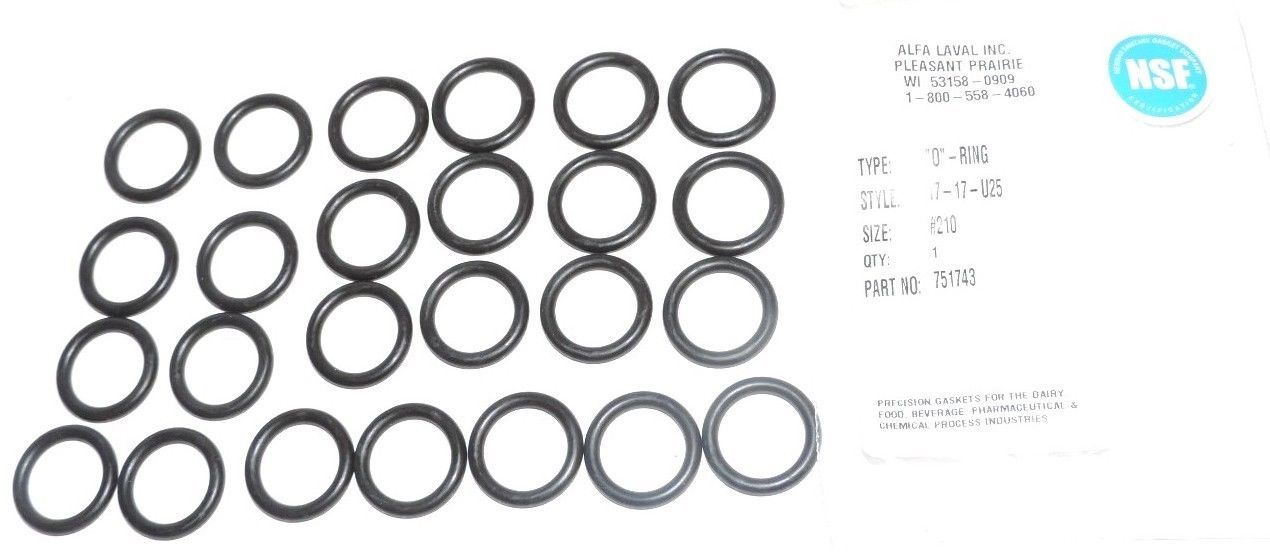 LOT OF 24 NEW ALFA LAVAL STYLE: 17-17-U25 O-RINGS SIZE: #210 PART NO. 751743