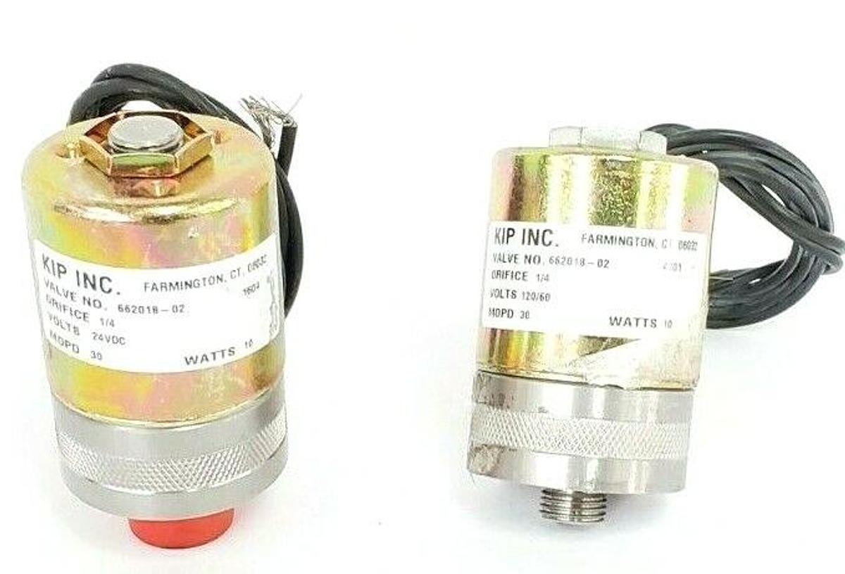 Used LOT OF 2 NEW KIP INC. 662018-02 SOLENOID VALVES ORIFICE: 1/4'' VOLTS 120/60