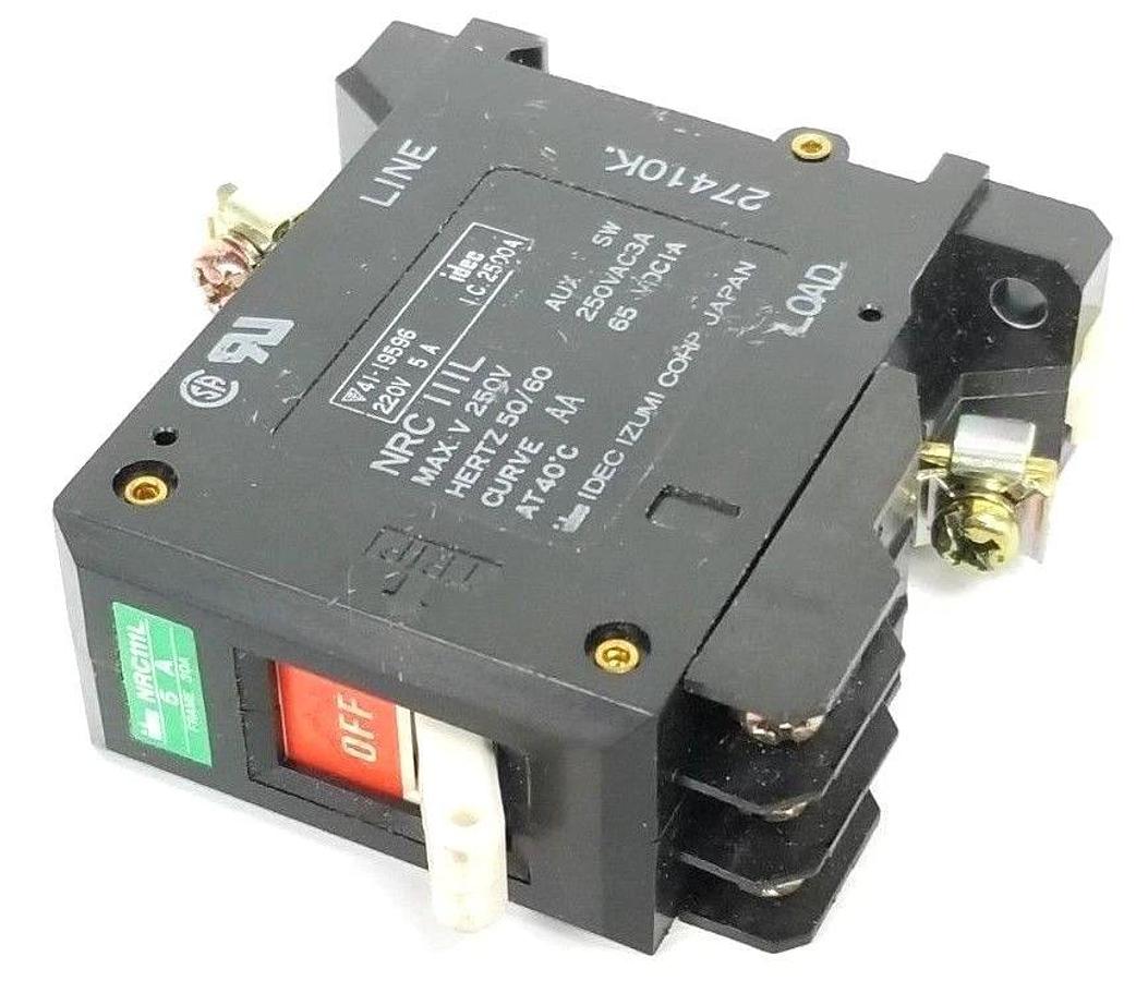 Used IDEC NRC-111L-5A CIRCUIT PROTECTOR 250V 50/60HZ 41-19596 27410K
