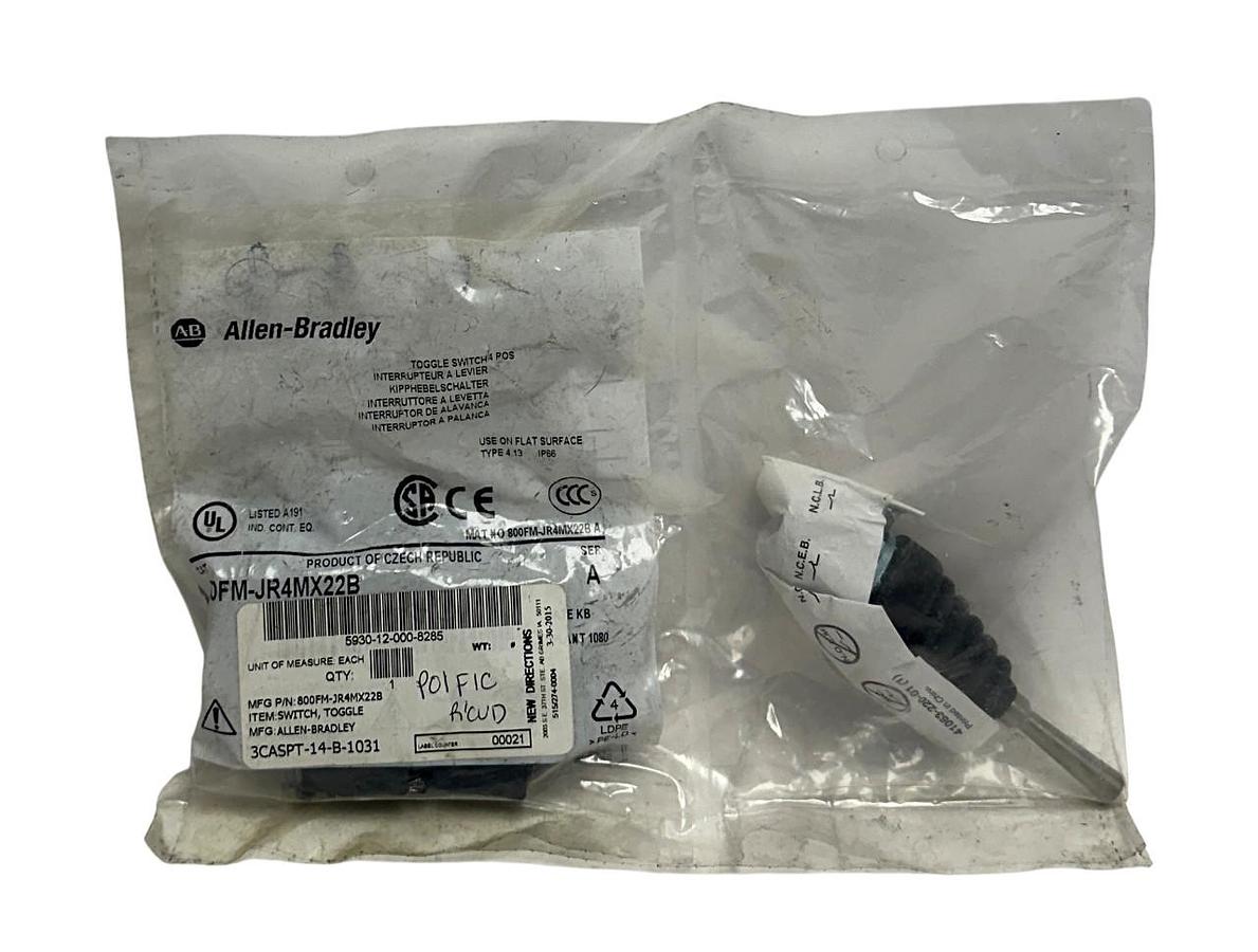 Used ALLEN BRADLEY 800FM-JR4MX22B /A BULLETIN 800FM TOGGLE SWITCH 4-POS NSFS