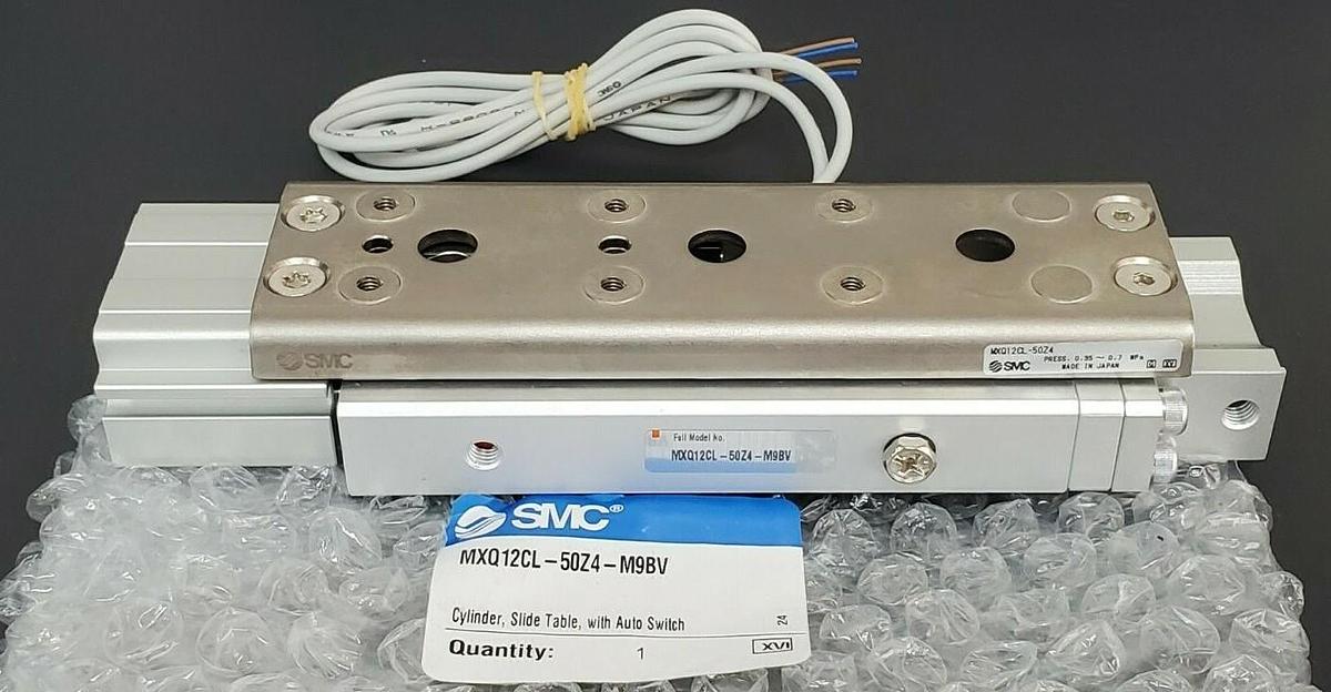 Used NEW SMC MXQ12CL-50Z4-M9BV CYLINDER, SLIDE TABLE WITH AUTO SWITCH MXQ12CL50Z4M9BV