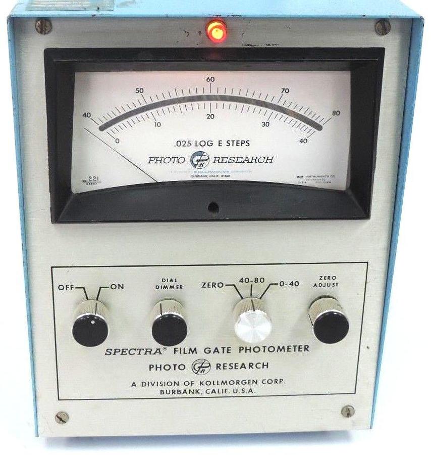 Used SPECTRA FILM GATE PHOTOMETER W/ CONTINUOUS PRINTER PROBE 900-BH-C-3 & BRACKETS