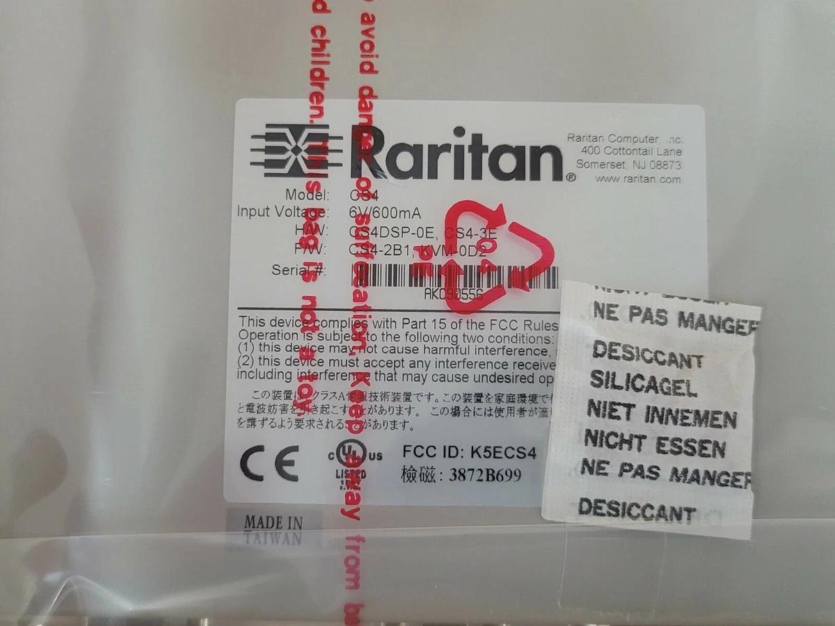 Used NIB RARITAN CS4 COMPUSWITCH 4-PORT 6V 600mA
