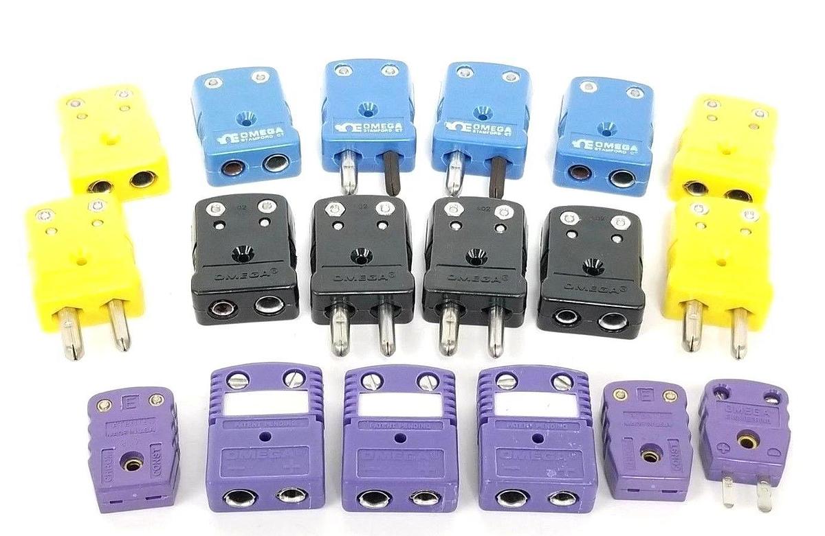 LOT OF 18 ASSORTED NEW OMEGA MALE & FEMALE PLUGS 207 402 BLUE BLACK YELL. PURP.