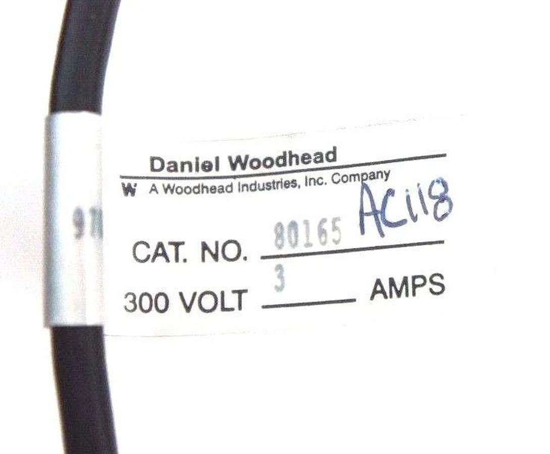 NEW DANIEL WOODHEAD 80165 300VOLT, 3AMPS CORDSET 970330A 80165AC118