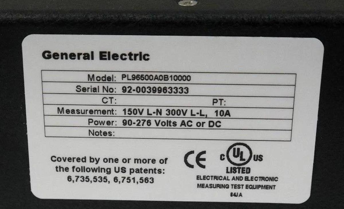 Used GENERAL ELECTRIC MULTILIN EPM 9650 POWER QUALITY METER PL96500A0B10000 EPM1