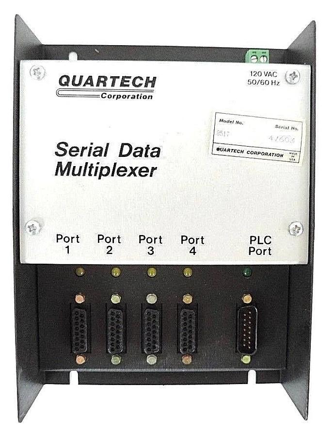 Used NIB QUARTECH 8517 SERIAL DATA MULTIPLEXER 120VAC, 50/60HZ W/ 8591-03 CABLE