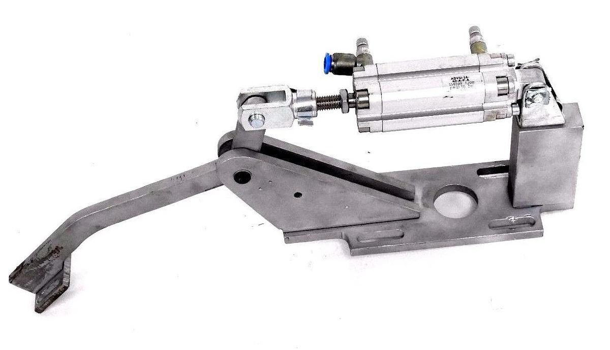 Used FESTO ADVU-16-40-A-P-A COMPACT CYLINDER W/ LEVER ASSEMBLY ADVU1640APA