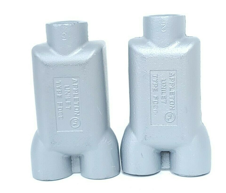 Used LOT OF 2 NEW APPLETON FDCC WEATHERPROOF BOXES 3/4'' THREADED 25 CU. IN.