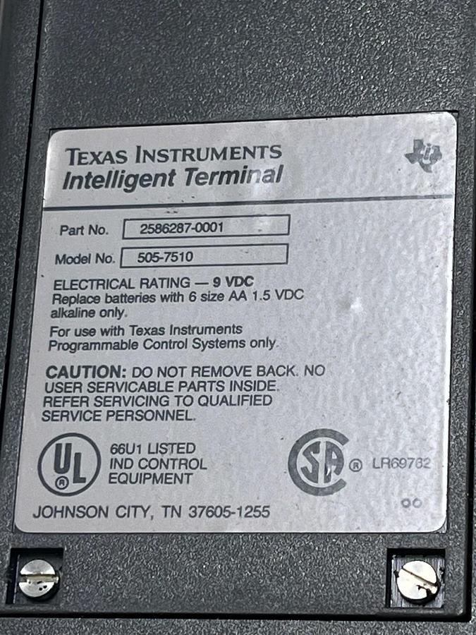 Used Texas Instruments 505-7510 Intelligent Terminal P/N 2586287-0001