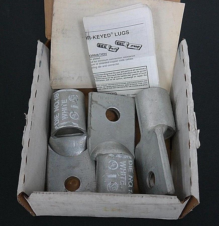 LOT OF 3 ILSCO CRA1000MCM ALUMINUM COMPRESSION LUGS DIE #18 WHITE CRAIOOOMCM