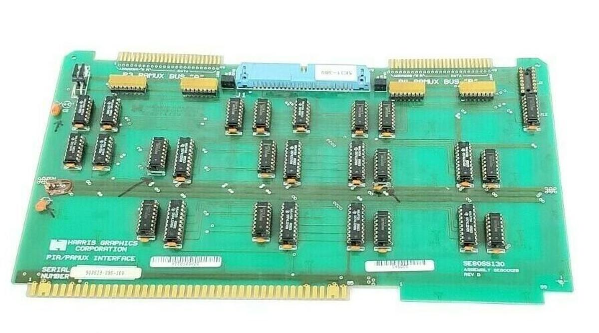 Used HARRIS GRAPHICS SE80SS130 REV. D PIA/PAMUX INTERFACE ASSEMBLY SE80D129 REV. D