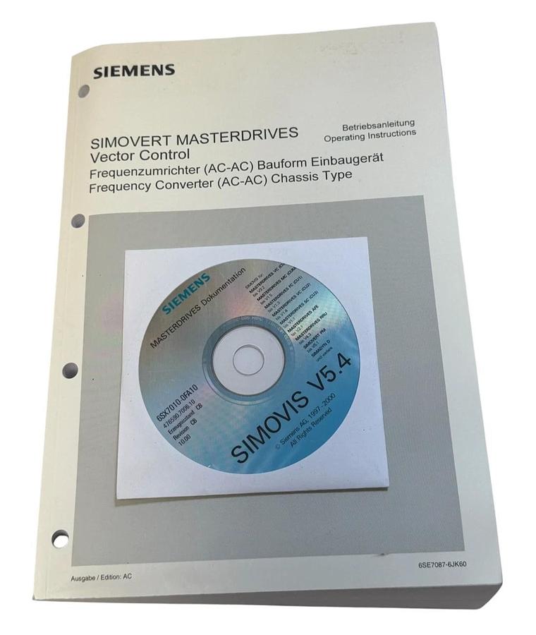 NEW SIEMENS 6SE7087-6JK60 SIMOVERT MASTERDRIVES VECTOR CONTROL INSTRUCTIONS & CD
