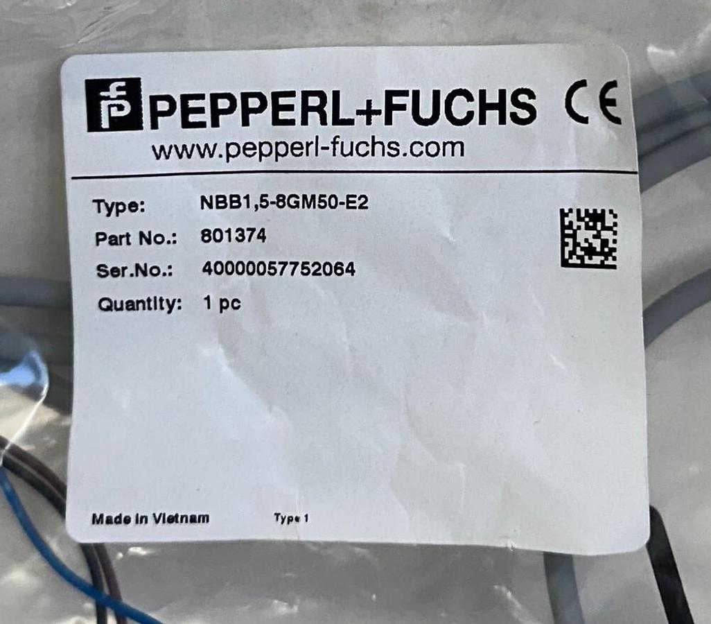 Used PEPPERL+FUCHS NBB1,5-8GM50-E2 / 801374 INDUCTIVE PROXIMITY SENSOR 10-30VDC NSMP