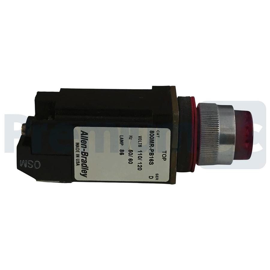 Used Allen Bradley 800MR-PB16S /D Red Illuminated Push Button 120V 22mm 800MRPB16S