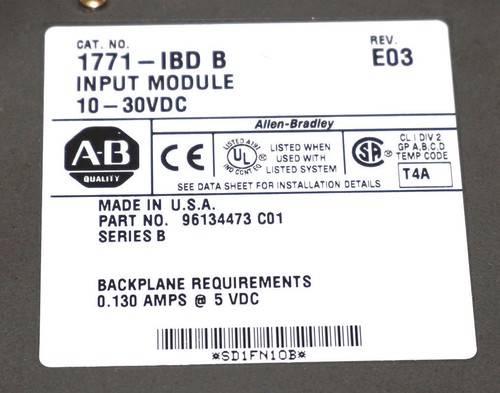 Used ALLEN BRADLEY 1771-IBD INPUT MODULE SER. B REV. E03 10-30VDC 1771IBD