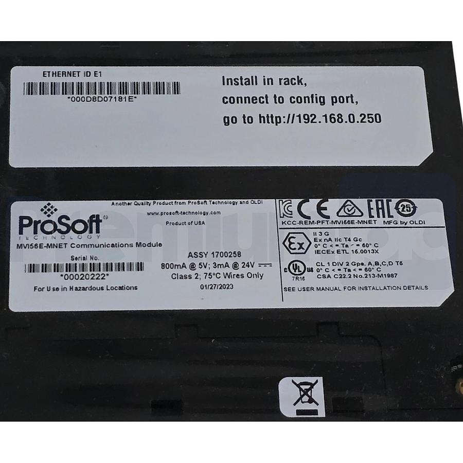 Used ProSoft MVI56E-MNET ControlLogix Modbus TCP/IP Communication Module NSMP