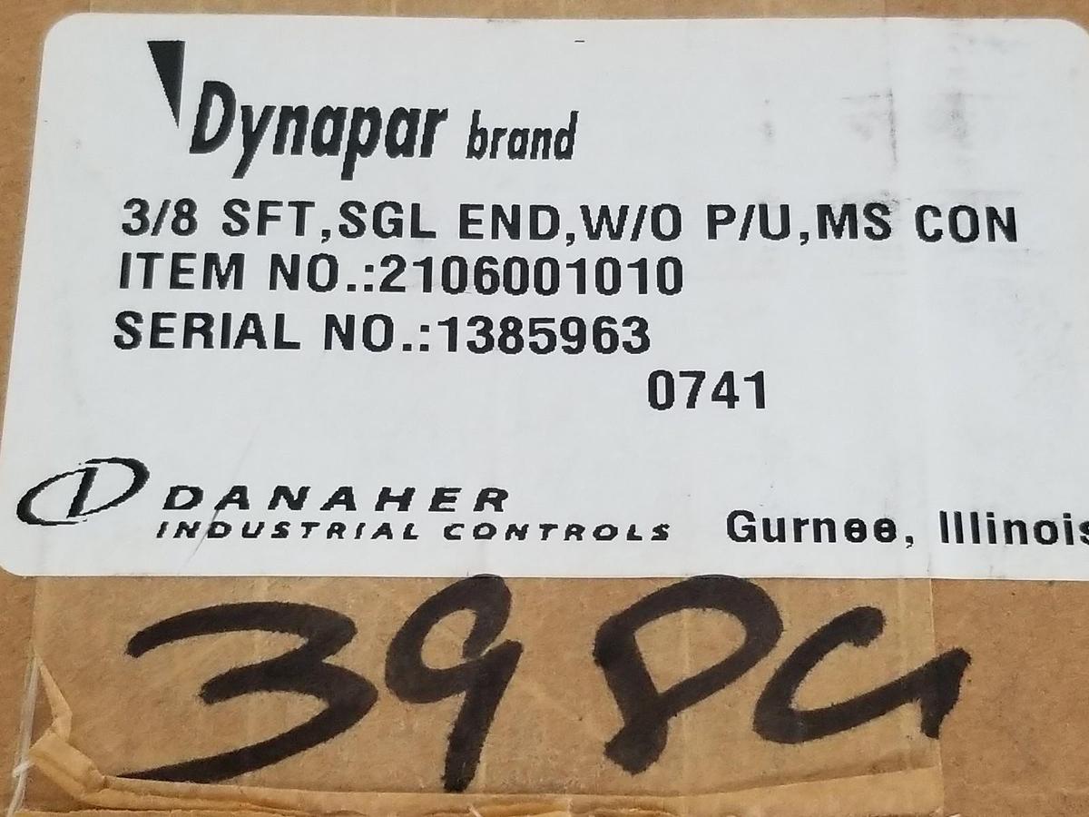 Used NIB DANAHER DYNAPAR 2106001010 ENCODER 3/8 SFT, SGL END, W/O P/U, MS CON