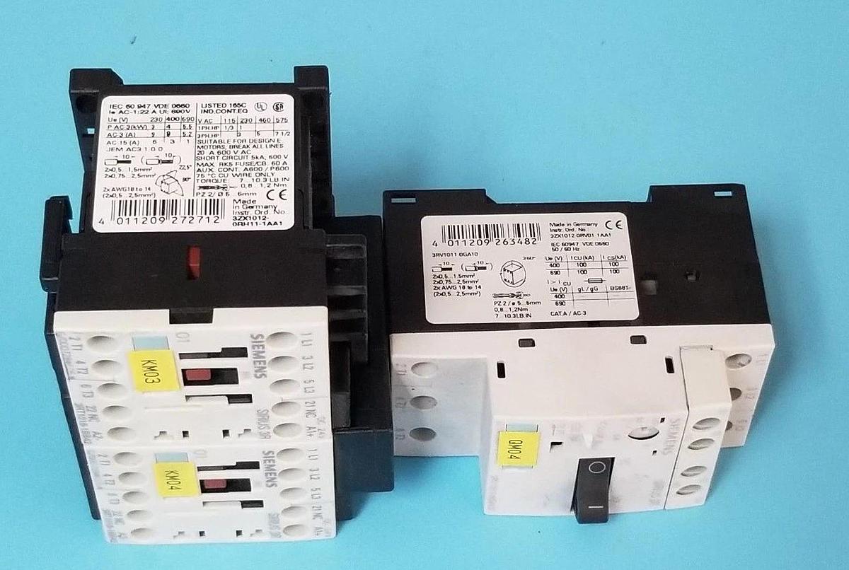 Used SIEMENS 3ZX1012-0RA00-1AA1 W/ 3RT1016-1BB42 CONTACTORS & 3RV1011-0GA10 BREAKER
