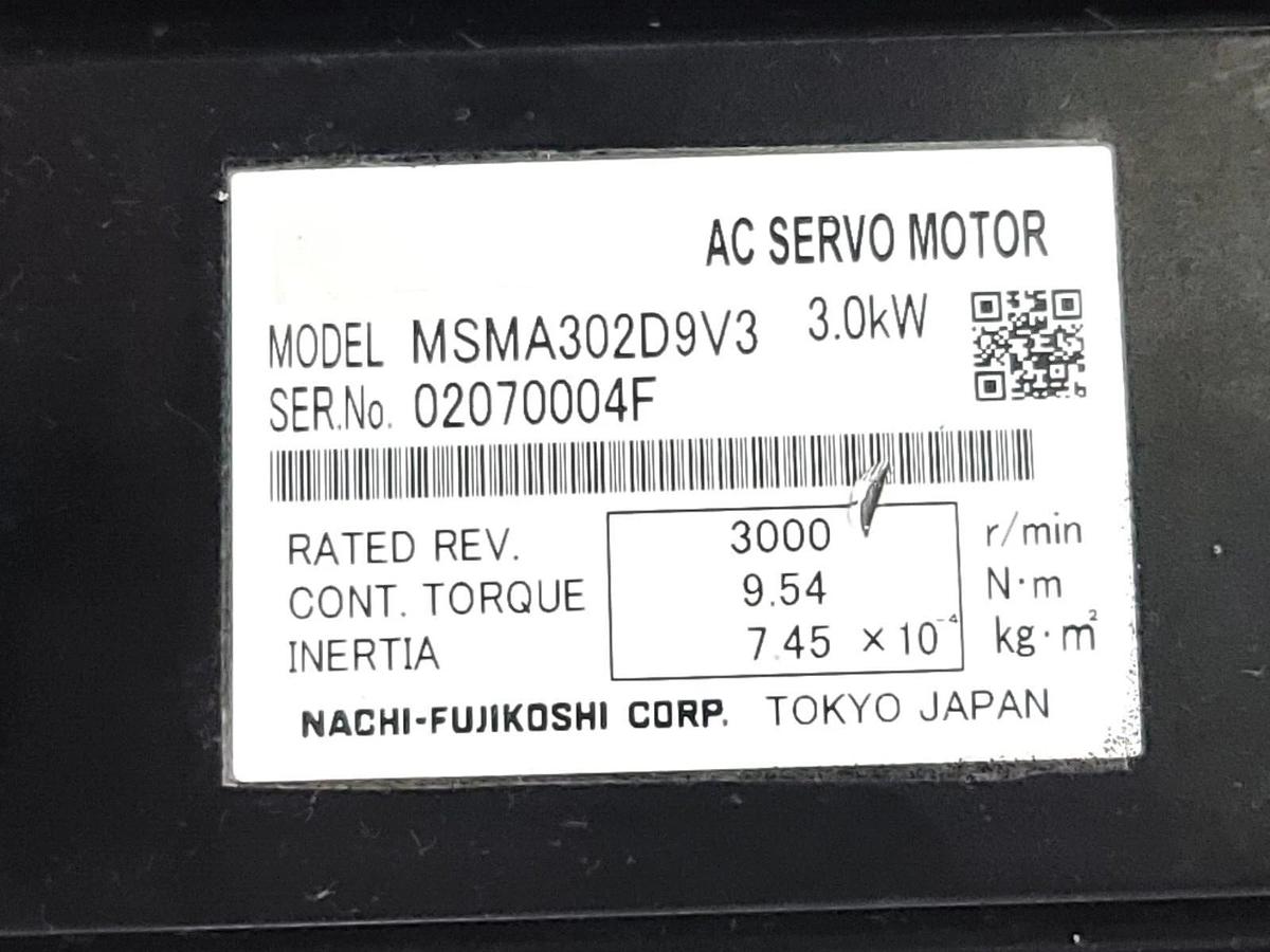 Used NACHI MSMA302D9V3 AC SERVO MOTOR 3.0kW 3000RPM 9.54NM