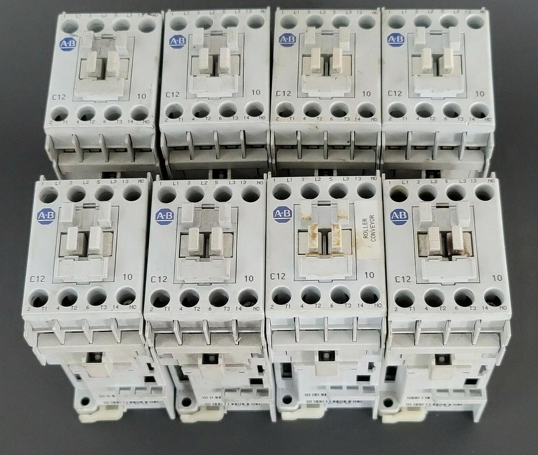 Used LOT OF 8 ALLEN BRADLEY 100-C12Z*10 CONTACTORS SER. A 100C12Z10A, 24V DC