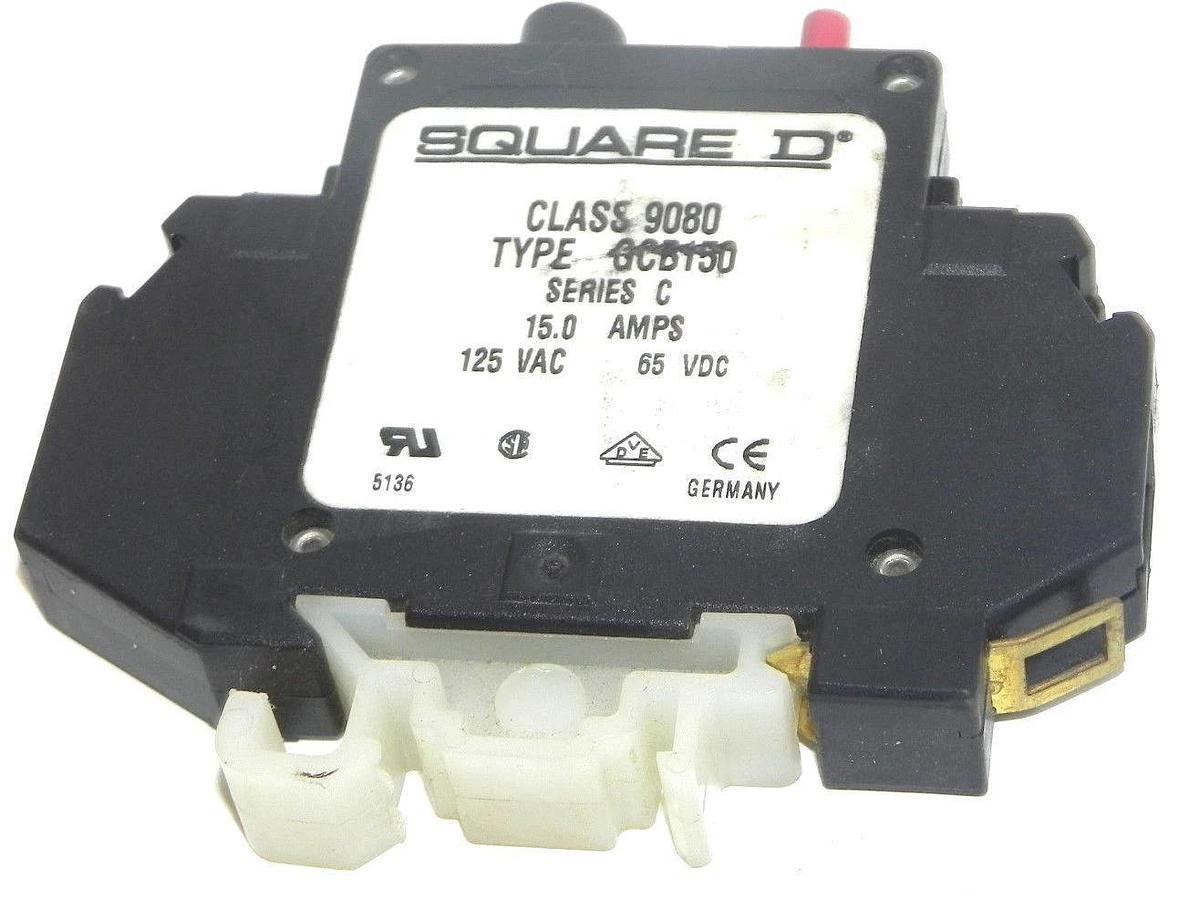 Used SQUARE D 9080-GCB-150 CIRCUIT BREAKER 9080GCB150 SERIES C, 15.0 AMP, 125VAC