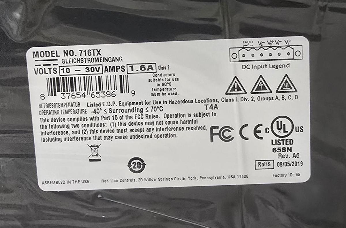 Used Red Lion N-Tron 716TX Managed Industrial Ethernet Switch 16-Port 10/100BaseTX