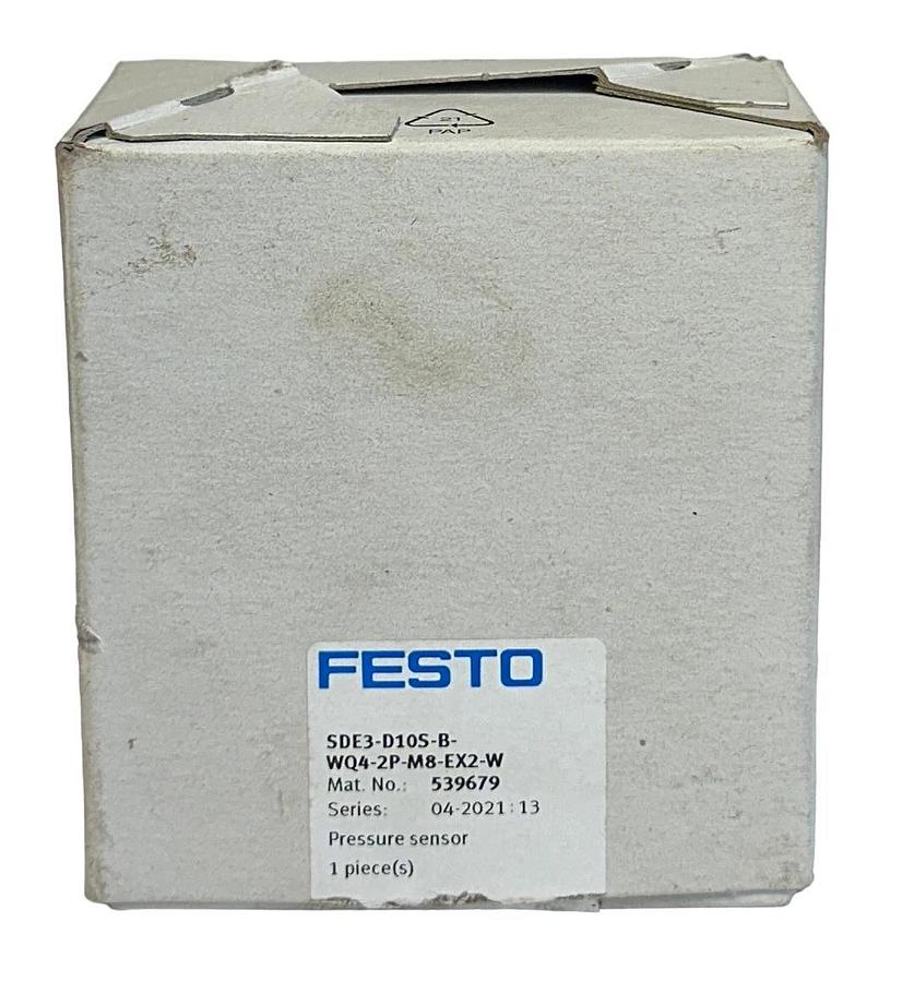 FESTO SDE3-D10S-B-WQ4-2P-M8-EX2-W / 539679 PRESSURE SENSOR W/ DISPLAY NSMP