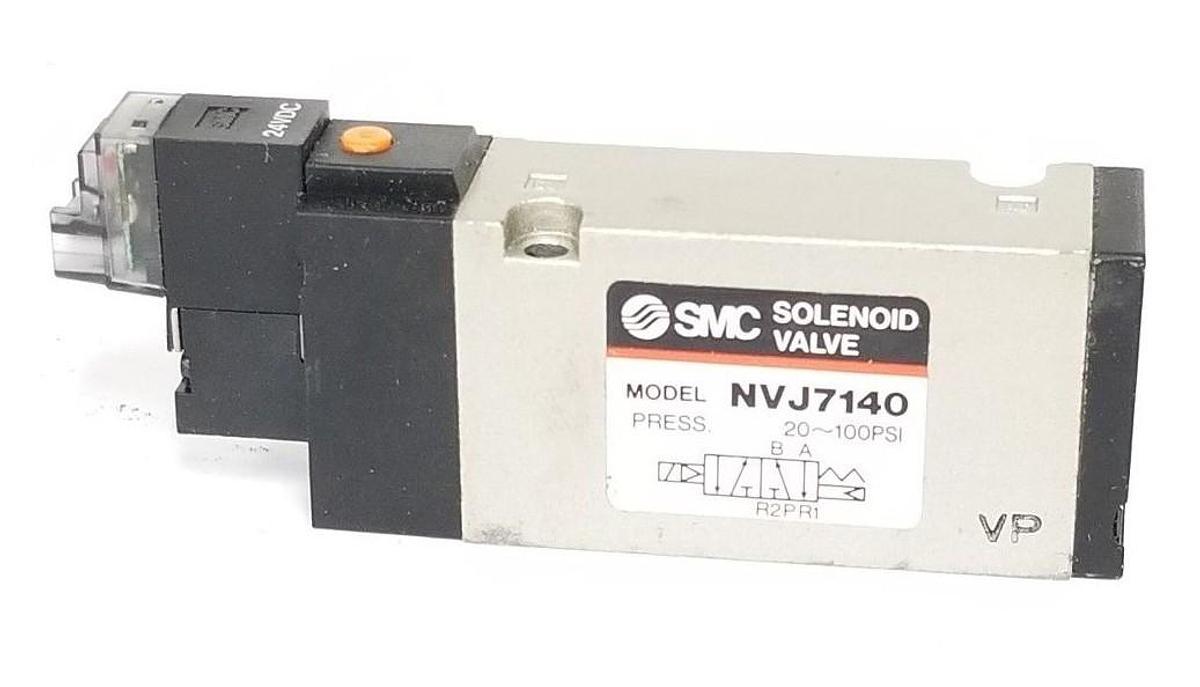 Used SMC NVJ7140 SOLENOID VALVE 20-100PSI, 24VDC