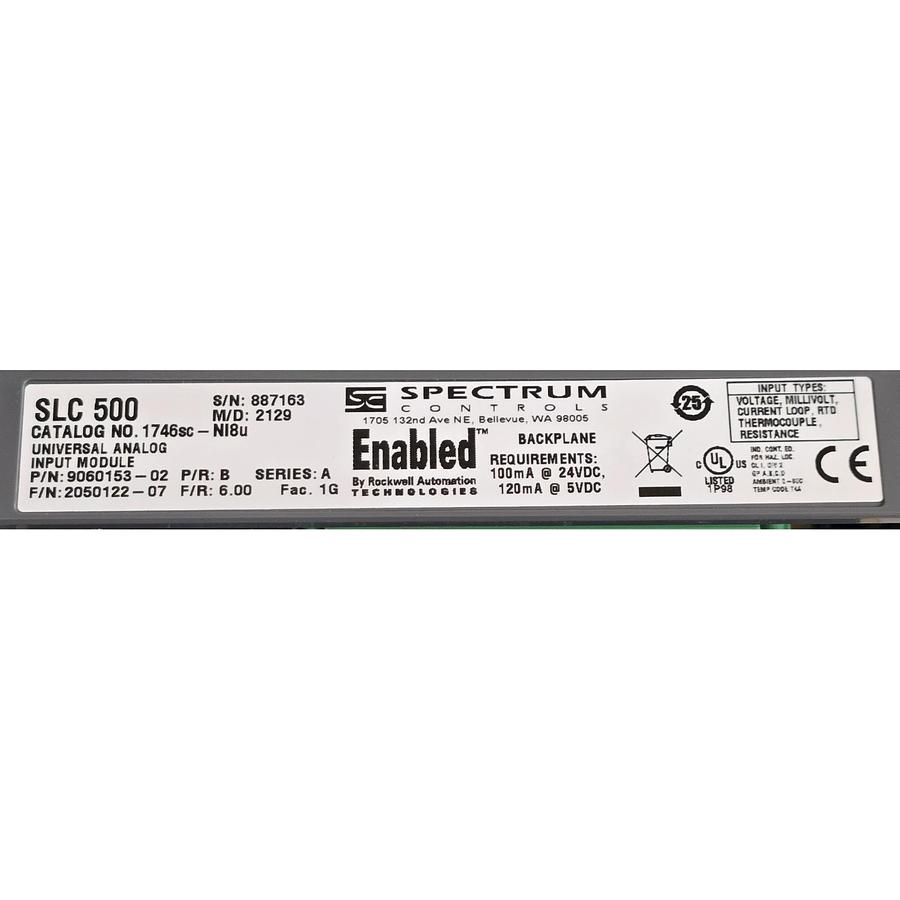 Used SPECTRUM CONTROLS ALLEN BRADLEY 1746sc-NI8u /A SLC 500 ANALOG INPUT MODULE NSMP