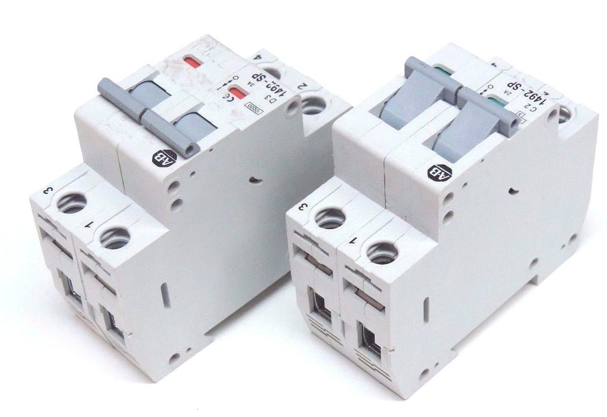 Used LOT OF 2 ALLEN BRADLEY 1492-SP2C020 & 1492-SP2D030 CIRCUIT BREAKERS SER. C