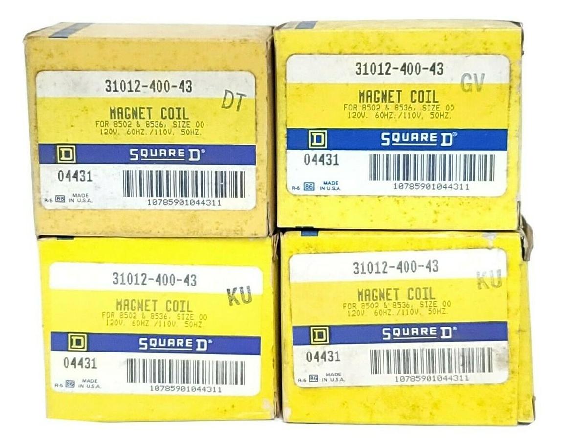 Used LOT OF 4 NIB SQUARE D 31012-400-43 MAGNET COILS 120V. 60HZ/110 50HZ