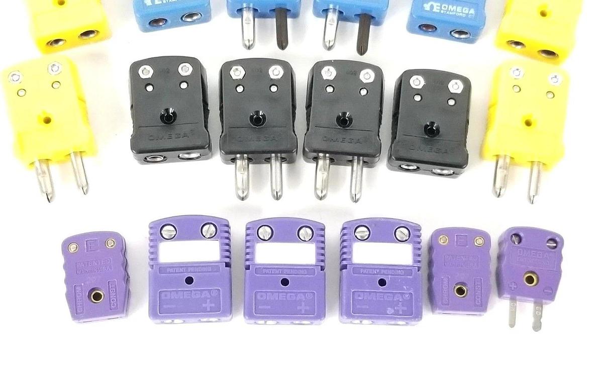 LOT OF 18 ASSORTED NEW OMEGA MALE & FEMALE PLUGS 207 402 BLUE BLACK YELL. PURP.