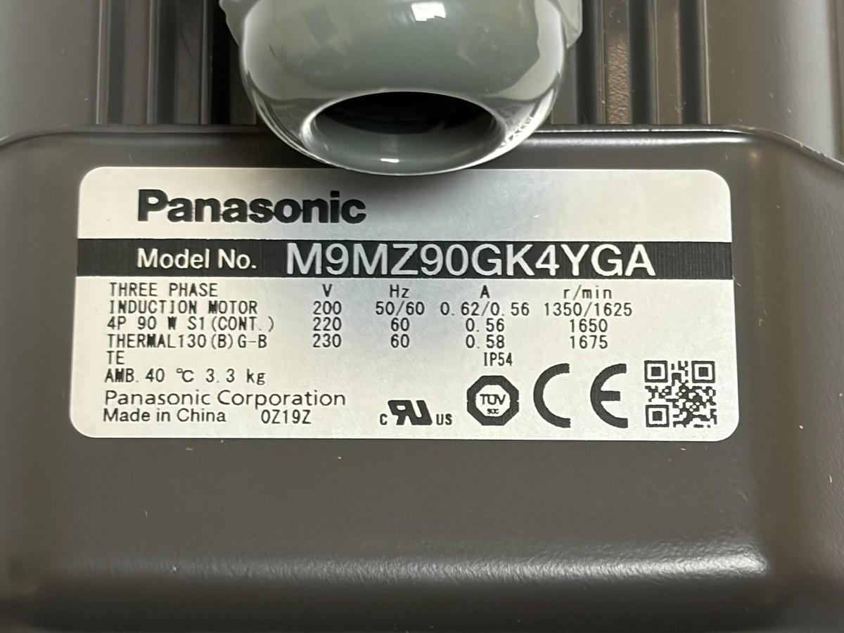 Used Panasonic M9MZ90GK4YGA Induction Motor with MZ9G15B Gear Head 90W 3 Phase