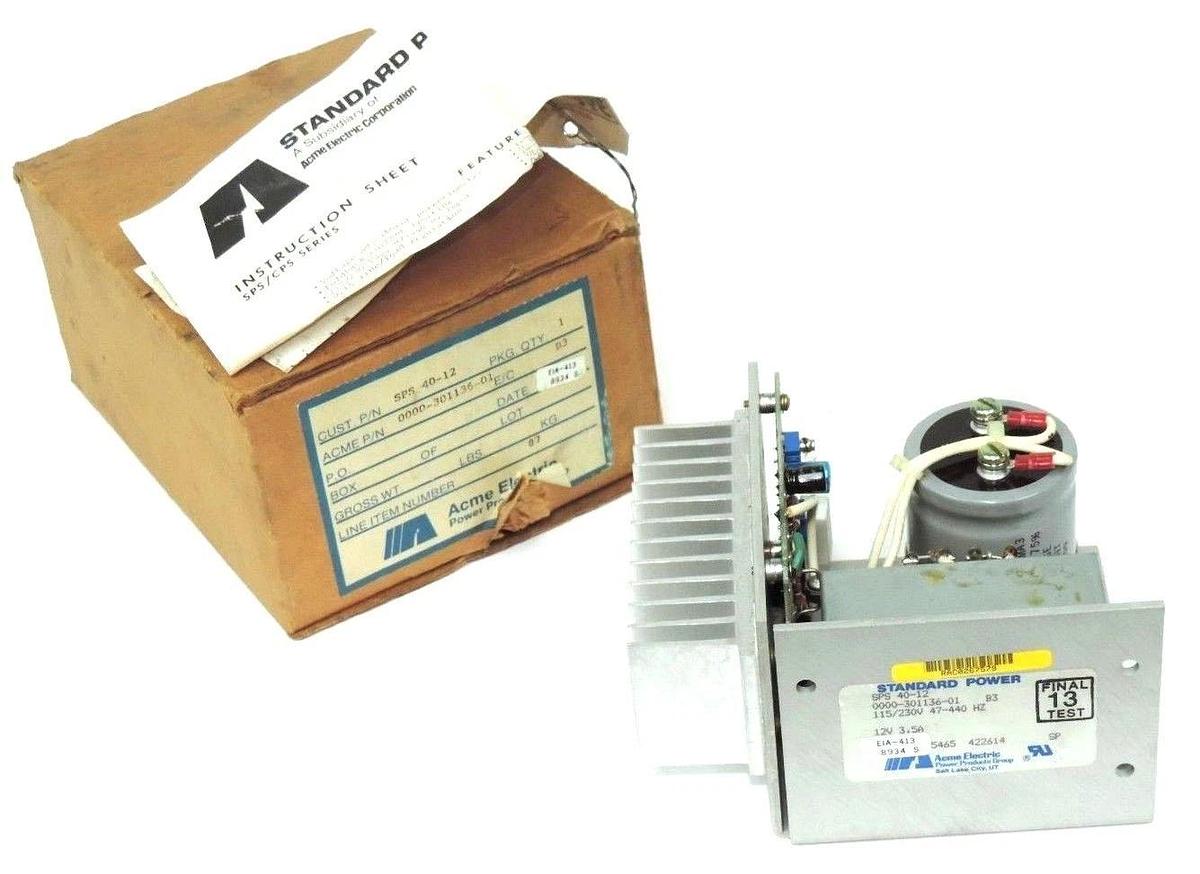 Refurbished NIB ACME SPS 40-12 POWER SUPPLY 12V 3.5A 0000-301136-01 B3 SPS4012