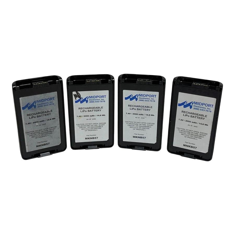 Used Lot of 4 Midport MNKB57 7.4V 2000mAh LiPo Batteries for Kenwood KNB-57L KNB-35L