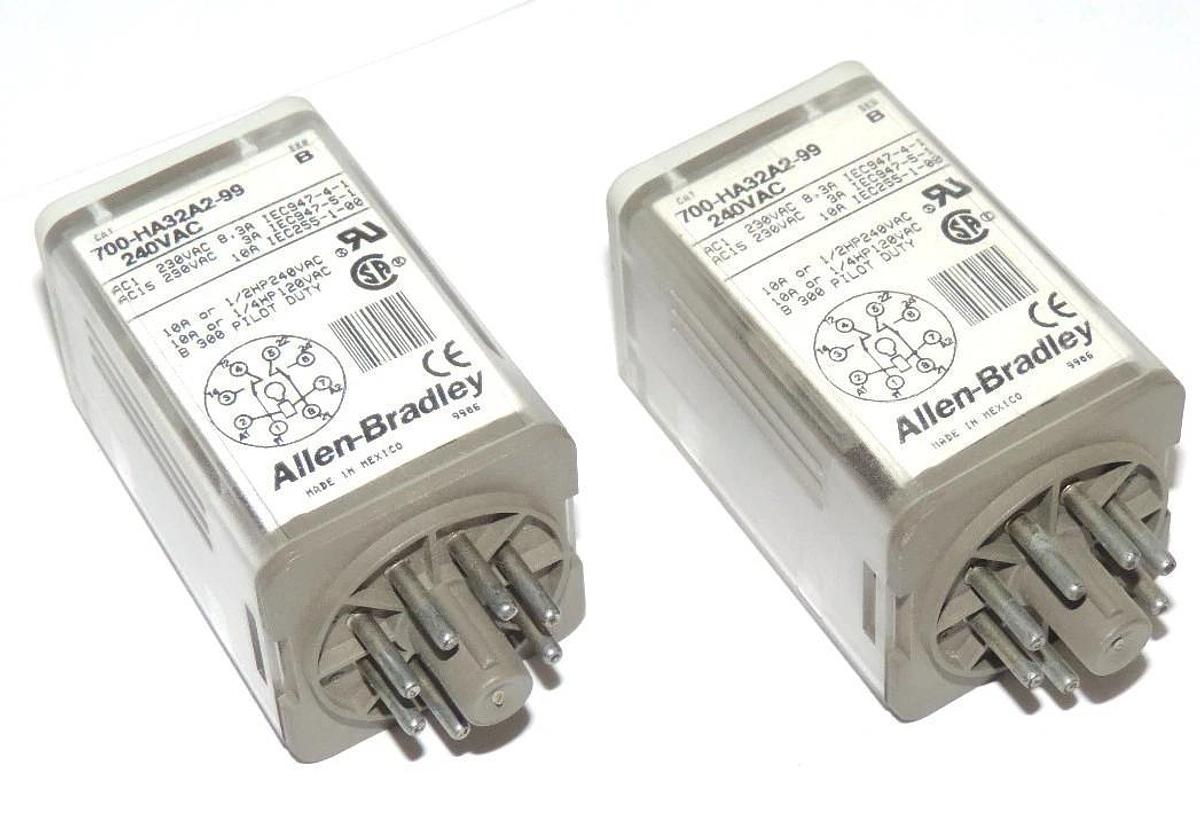 Used LOT OF 2 ALLEN BRADLEY 700-HA32A2-99 SER. B RELAYS, 10 AMP 240V 50/60HZ