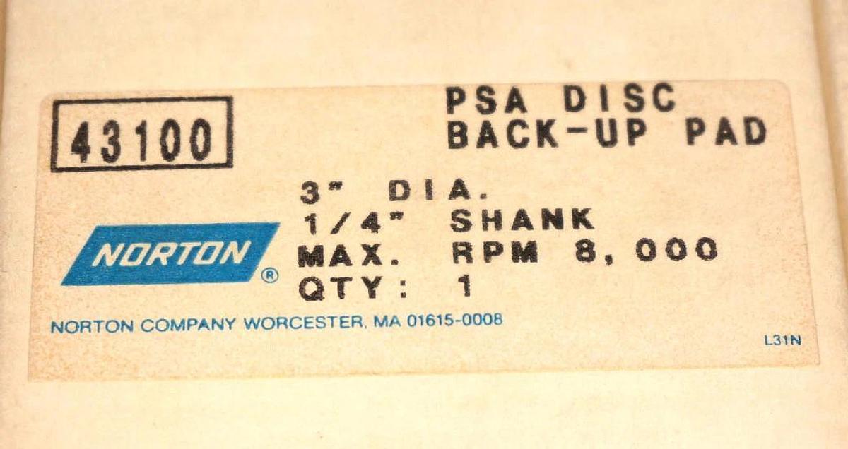 Used LOT OF 13 NORTON 43100 PSA DISC BACK-UP PAD 3'' DIA. 1/4'' SHANKS MAX. RPM 8,000