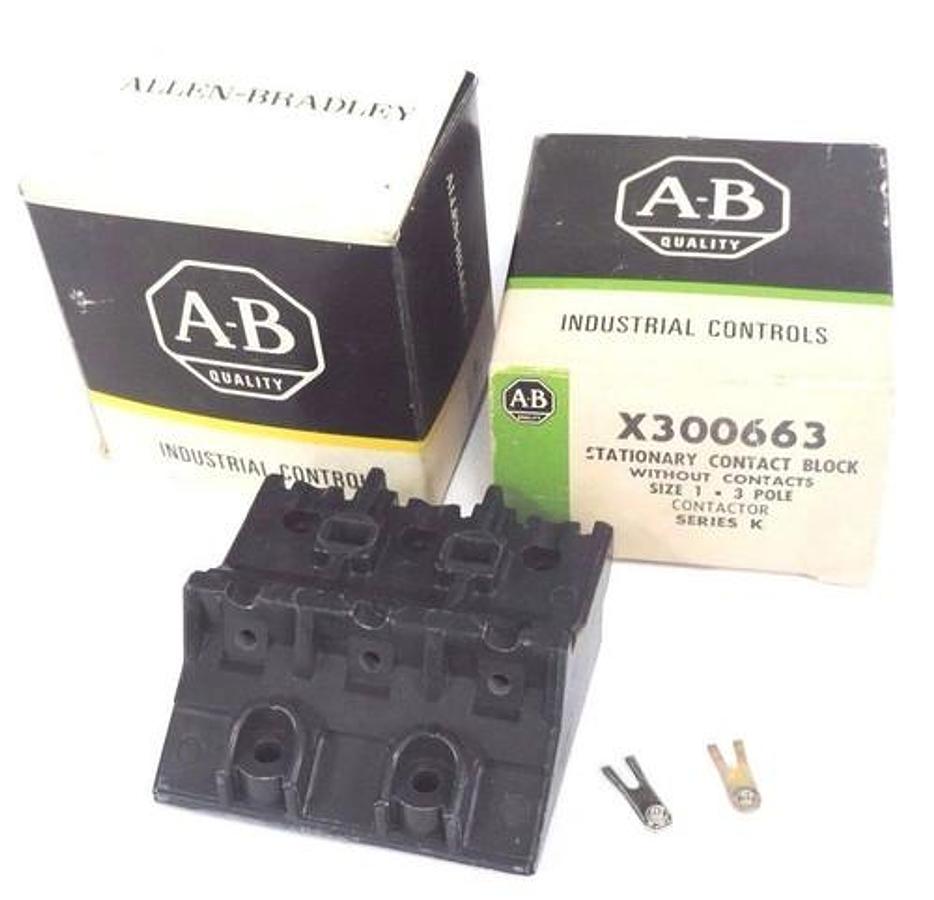 LOT OF 2 NIB ALLEN BRADLEY X300663 STATIONARY CONTACT BLOCKS SER. K SIZE 1