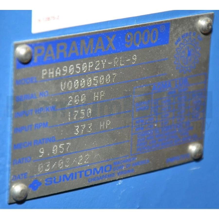 NEW SUMITOMO PARAMAX 9000 PHA9050P2Y-RL-9 REDUCER IN: 200HP 1750RPM 9:1 9.057:1