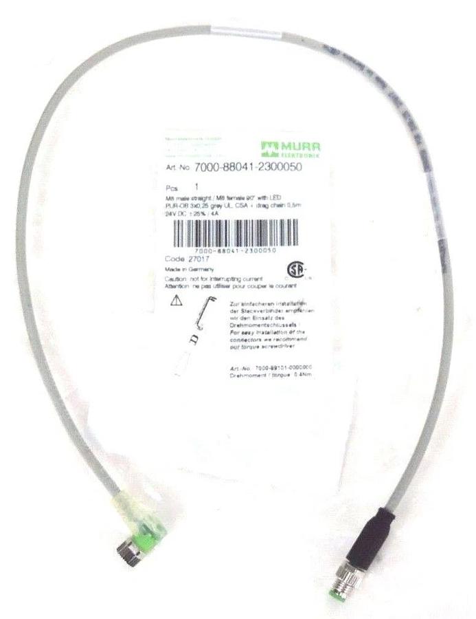 NIB MURR ELEKTRONIK 7000-88041-2300050 M8 MALE/FEMALE CONNECTOR 24VDC, 4A