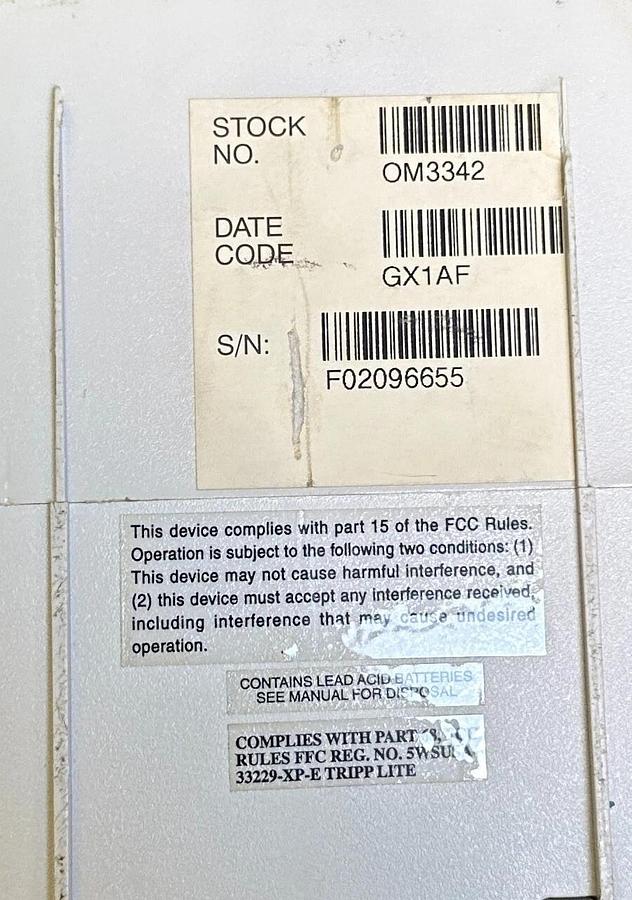 Used TRIPP LITE OmniSmart UPS OM3342 OMNI SMART 300 POWER SUPPLY 120VAC IN/OUT 60Hz