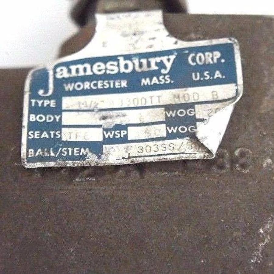Used JAMESBURY CORP TYPE 1-1/2" A3300TT BALL VALVE MOD B