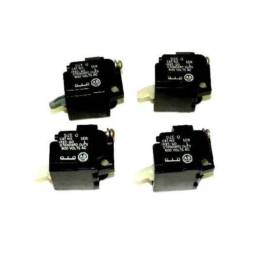 Used 4 ALLEN BRADLEY 1495-G0 SER. L AUXILIARY CONTACTS SIZE 0 600VAC 1495G0 1495GO