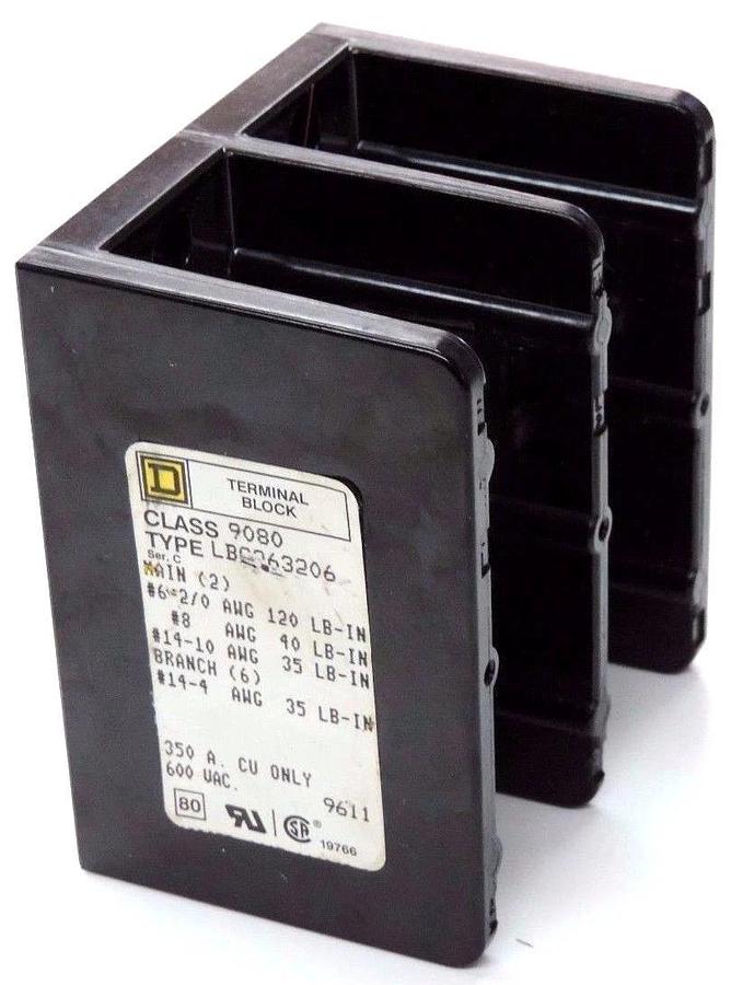 Used SQUARE D 9080-LBC-263206 POWER DISTRIBUTION BLOCK 9080LBC263206, 600V 350A