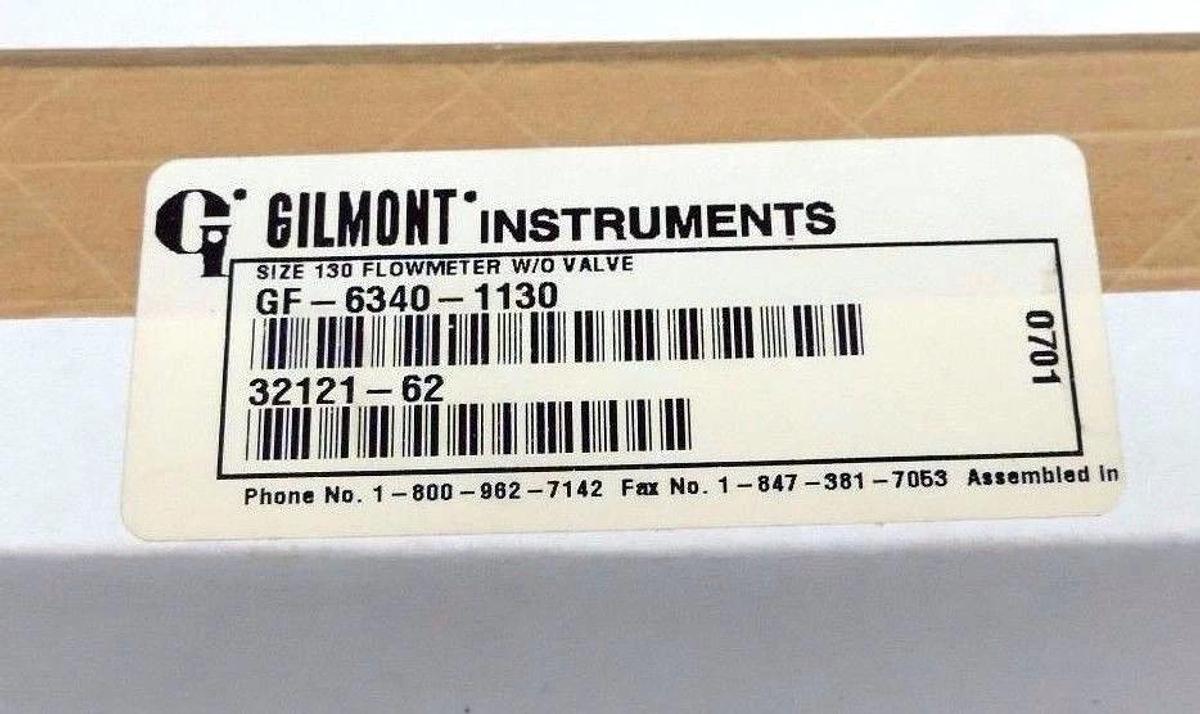 Used F/S GILMONT INSTRUMENTS GF-6340-1130 SIZE 130 FLOWMETER W/O VALVE GF63401130