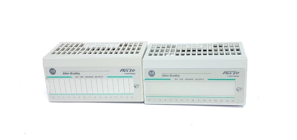 Used LOT OF 2 ALLEN BRADLEY 1794-OB16 SER. A FLEX 16 POINT DIGITAL OUTPUT MODULES