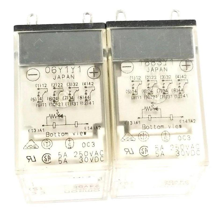 Used LOT OF 2 OMRON MY4N-24VDC RELAYS 5A 250VAC 5A 30VDC MY4N