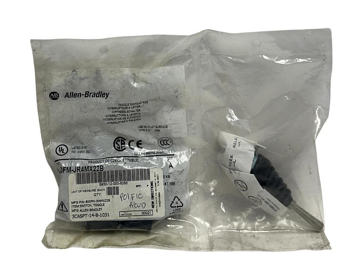 Used ALLEN BRADLEY 800FM-JR4MX22B /A BULLETIN 800FM TOGGLE SWITCH 4-POS NSFS